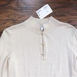 St. John  Sport • Mock Neck Henley Pullover beige sweater knit gold buttons Photo 1