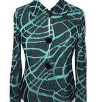 Ming Wang Black and Teal Abstract Print Acrylic Cardigan Sweater XS EUC Photo 0