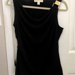 Michael Kors Cowl Neck Sleeveless Black Blouse with Gold Metal Buckle Strap Photo 0