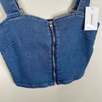 Good American NEW Crop Top Womens Size 2/Med Blue Denim Zip Front Photo 2