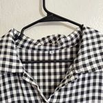 Black White Gingham Plaid Check Midi Button Down Tiered Dress XL Photo 5