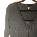 H&M  V Neck w/ Lace Black 3/4 Sleeve Top L EUC Photo 5