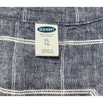 Old Navy Cap Sleeve Blouse Blue White Linen Blend XL Extra Large Ruffle Photo 3