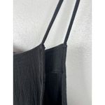 Easel Los Angeles Womens Medium Black Textured Wide Leg Jumpsuit Overalls Cotton Photo 6