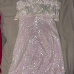 White Sequin Strapless Dress Size M Photo 0
