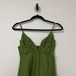 Farm Rio  Green Monstera Embroidered Linen Midi Dress Photo 4