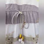 HEMANT & NANDITA Mana Striped Embroidered Cotton Blend Mini Dress small Tan Photo 6