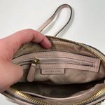 Michael Kors Logo Printed Light Pink Stripe Detail Leather Crossbody Bag Purse Photo 4