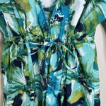 womens beach coverup Swim Tropical Resort Vacation 100 Cotton Boho M Floral Blue Size M Photo 4