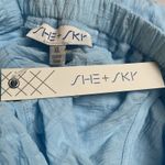 She & Sky  Ruffle Sleeve w/ Plunging Neckline Open Back Long Blue Maxi Dress‎ XL Photo 6