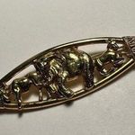 Elephant With Other Animals Gold Tone Brooch Pin Photo 0