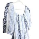 ZARA  Floral Tiered Eyelet Lace Maxi Dress Medium White Blue Cottagecore Prairie Photo 11