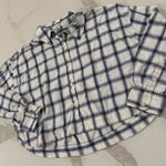 Madewell Flannel Crop Boxy Long Sleeve Shirt Windowpane Women's Small Collared Photo 1