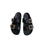 Joie  Black Gold Patterned Buckle Sandals Size US 7 Photo 2