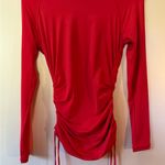 J.Crew Swim Rash Guard Elegant Red Ruched Women Top Long Sleeves Photo 2