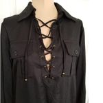 Ralph Lauren Lauren  Women's Long Sleeve Lace-up Black Twill Mini Dress Size 2 Photo 7