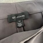 St. John Wide Trouser Pants Flat Front No Pockets Size 12 Wide Leg Green Grey Photo 3