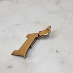 Vintage Dachshund Pin 3" Gold Tone Handmade Wiener Dog Brooch‎ Lapel Stick Photo 1