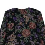 Vintage Black Gold Metallic Velvet Colorful Floral Evening Blazer Size SMALL Photo 8
