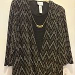 Alfred Dunner Black and White Zigzag Gold Cardigan Size L Photo 5