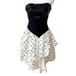 ZUM ZUM Vtg 80s Taffeta Ivory Black Polka Dot Bow Back Strapless Prom Dress 9 Jr Size undefined Photo 15