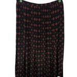 Leslie Fay Vintage 80's Pleated Midi Skirt Size 12 Black Red Floral Elastic Waist Pull On Photo 1