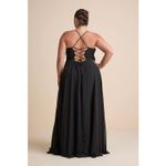 Lulus NWOT  Romantically Speaking Black Cowl Lace-Up Maxi Dress Wedding Prom XL Photo 2