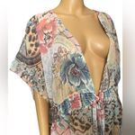 Venus NWOT Plus Size Sheer Eclectic Embellished Floral Leopard Print Maxi Kimono Photo 2