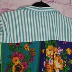 Tolani  COLLECTION MIXED MEDIA STRIPED BUTTON FRONT BOLD FLORAL FLOWY BACK TUNIC Photo 9