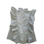 ZARA  Green Poplin Ruffle Sleeveless‎ Top Size Med Feminine Photo 5