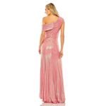 Mac Duggal Size 10 Pink 27152 OFF THE SHOULDER RUCHED WAIST SLIT METALLIC GOWN Photo 1
