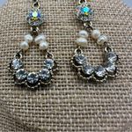 Silver Chandelier Earrings with Pearls & Crystals Fancy Wedding Bridal Statement Gold Photo 1