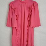 Ny Company Womens Blouse Size Medium Pink Ruffle Crewneck Half Sleeves Photo 6