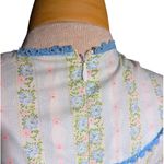 Vtg 1970s White Blue Ditsy Flower Print Prairie Cottage Lightweight Maxi Dress 6 Photo 4