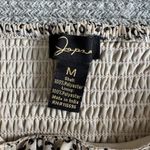 Japna  Tan Black Leopard Print Long Sleeve Sheer Square Neck Cropped Blouse Sz M Photo 6