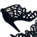 Kelly & Katie Cage Heels 4” Pumps Sandals Heel Zip Black Suede Women’s Size 7.5M Photo 9