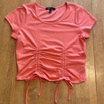 Ymi Bright pink/coral clinched front crop top Photo 0