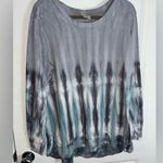 Green Tea GreyBlue Vertical Shibori Accordion TieDye Pullover Lined Sweatshirt Blue Size 2X Photo 6