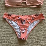 Cupshe Orange Bikini Two Piece Swimsuit Orange Size Medium Floral Striped EUC Photo 2