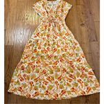 Amazon Kilig  yellow floral smocked midi dress small Photo 9