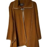 Patricia Nash NEW Sweater Cape Tan Brown Vegan Leather Trim XS /S Photo 1