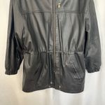 Vintage Middlebrook Park Genuine Leather Hooded‎ Jacket Drawstring Black Large Photo 3