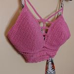 Madden NYC Crochet Pink Size Large L Crop Top Tie Floral Boho Festival Chic Photo 1