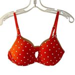 Victoria's Secret  Push Up Bra Red White Polka Dog Size 34C Photo 0