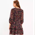 Loft Floral Clip Tiered Button Puff Sleeve Fall Floral Dress Size Medium Tall Photo 1