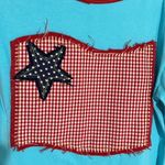 Sky Blue Custom Boutique Patriotic Shirt Cotton Long Sleeve Red Check Tshirt Top Size M Photo 2