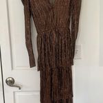 Sabina Musayev carry long sleeve tiered vneck midi dress metallic bronze XS Brown Photo 2