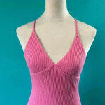 Reformation  Brant Dress Candy Pink Open Back V-Neck Midi Party Slim Size XS Photo 2