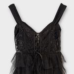 Blondie Nites "Charlotte" Long Mesh Off the Shoulder Ruffle Skirt Dress Size 13 Photo 9