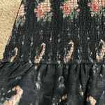 Love Shack Fancy  Black Flower Print Silk Violet Mini Dress Puff Sleeve XS Photo 4